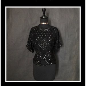 100% silk and sequin Rina Z blouse
